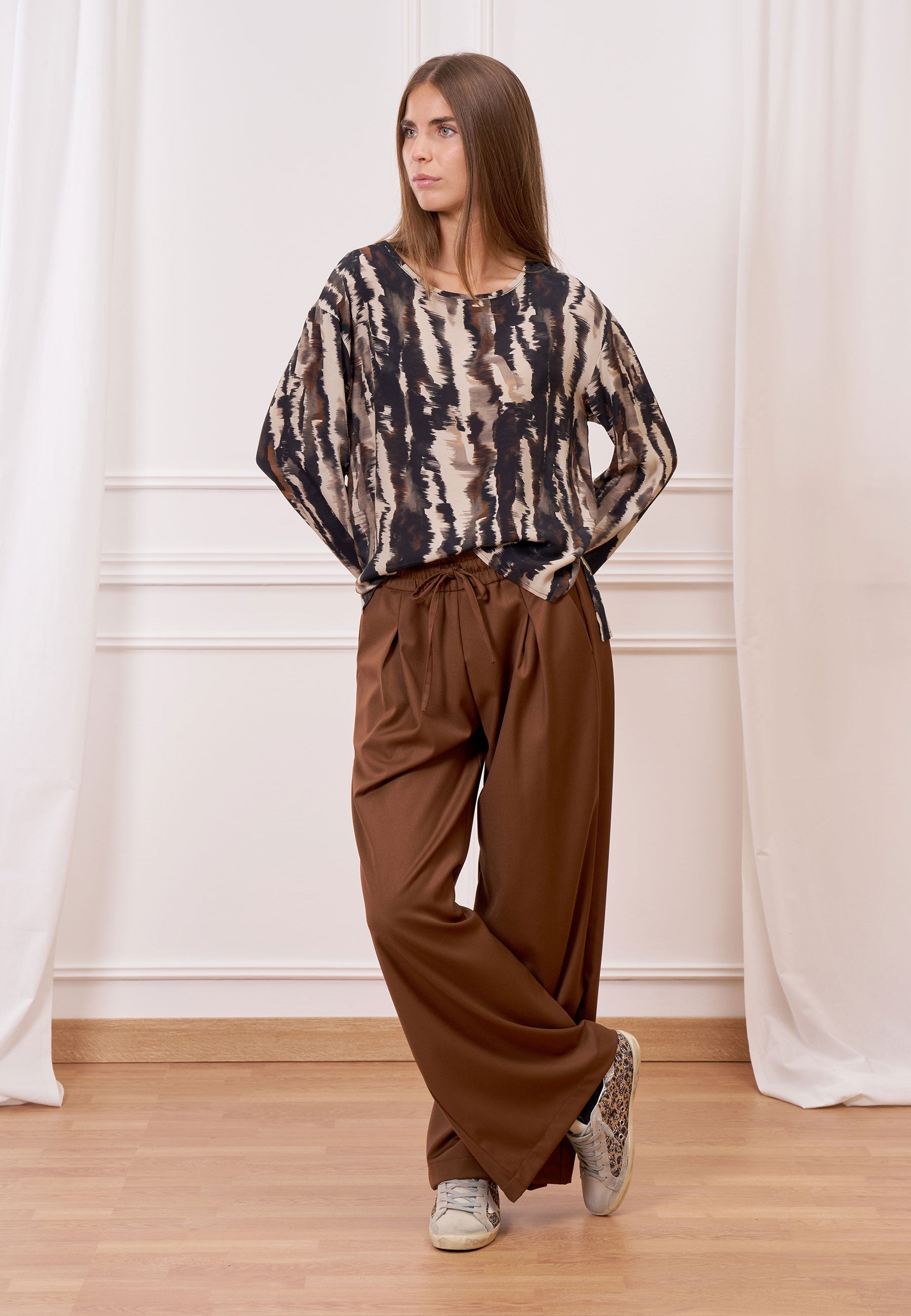 Palazzo pants with drawstring