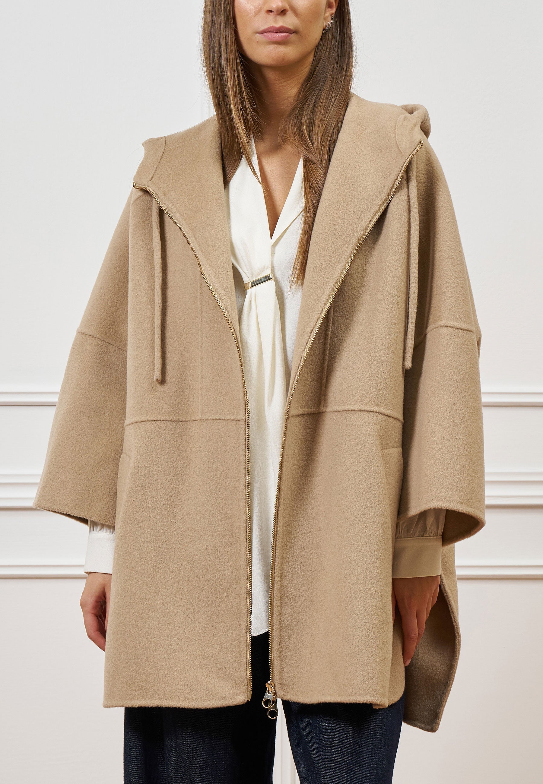 Zip-up coat with hood