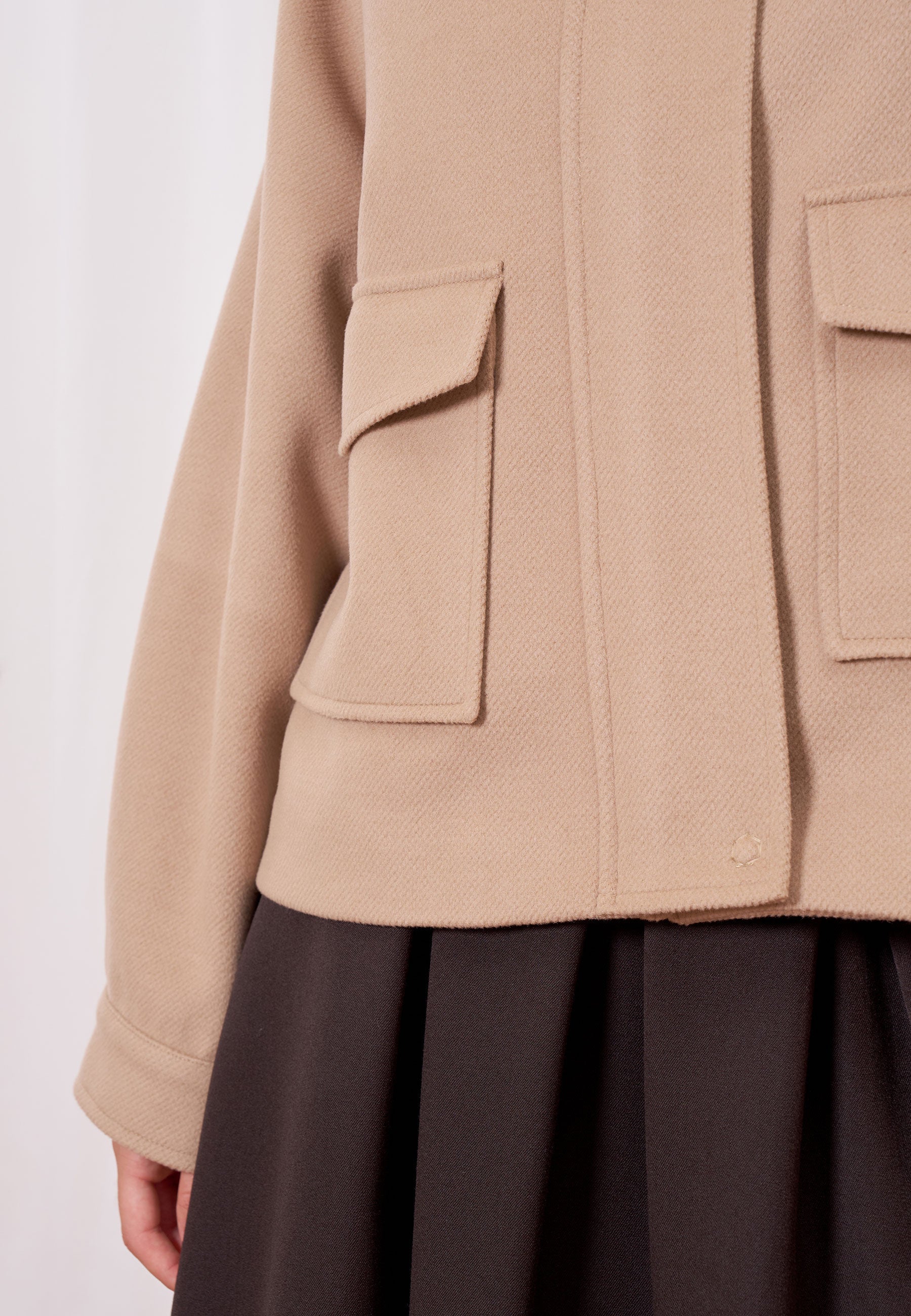 Short coat with front pockets