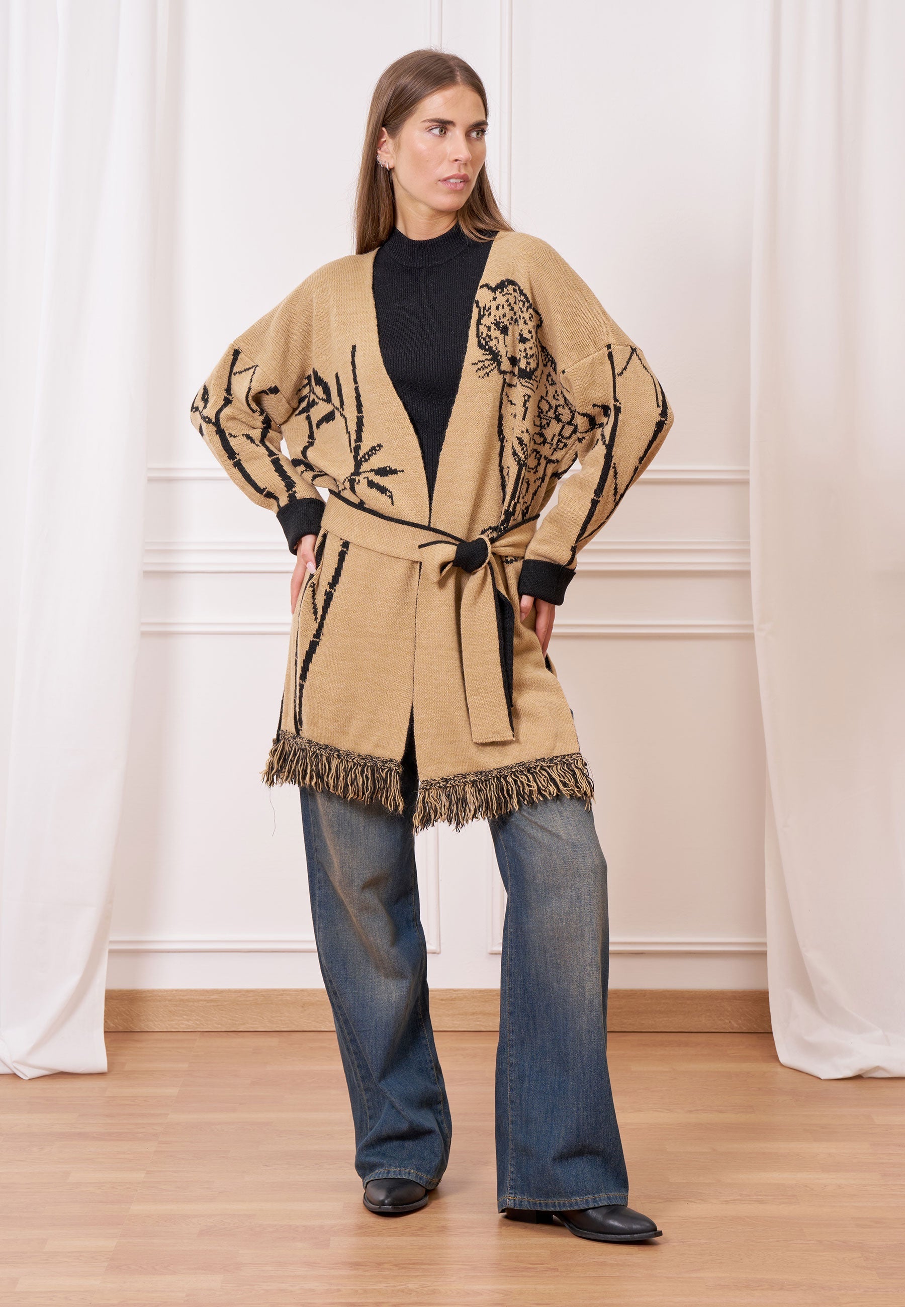 Jacquard Knit Coat