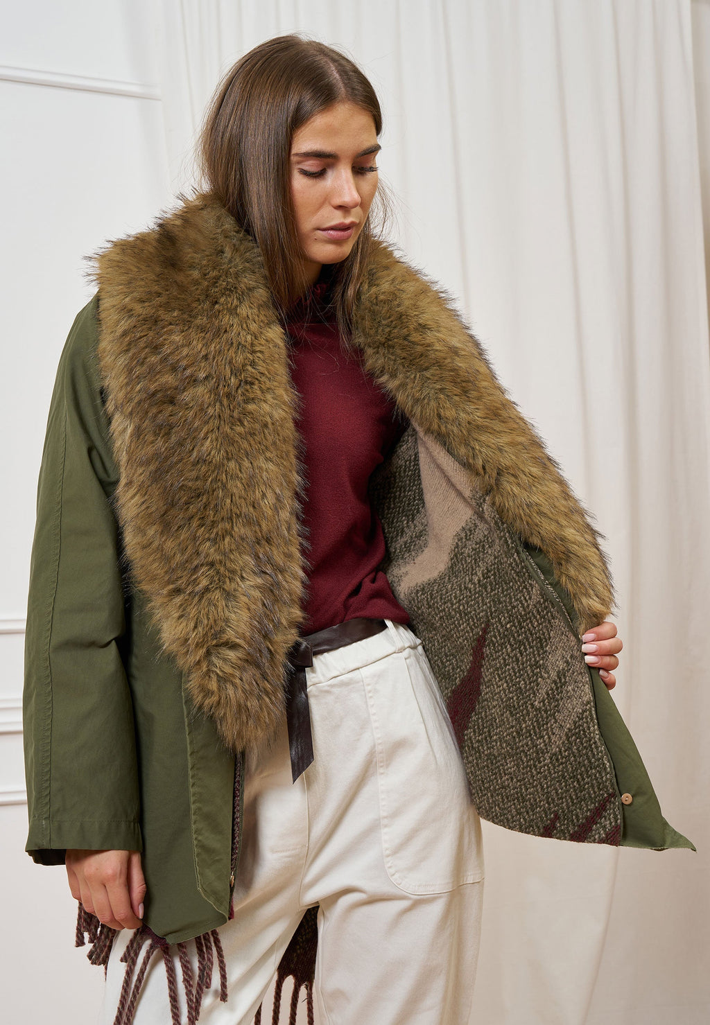 Parka Coat with Faux Fur