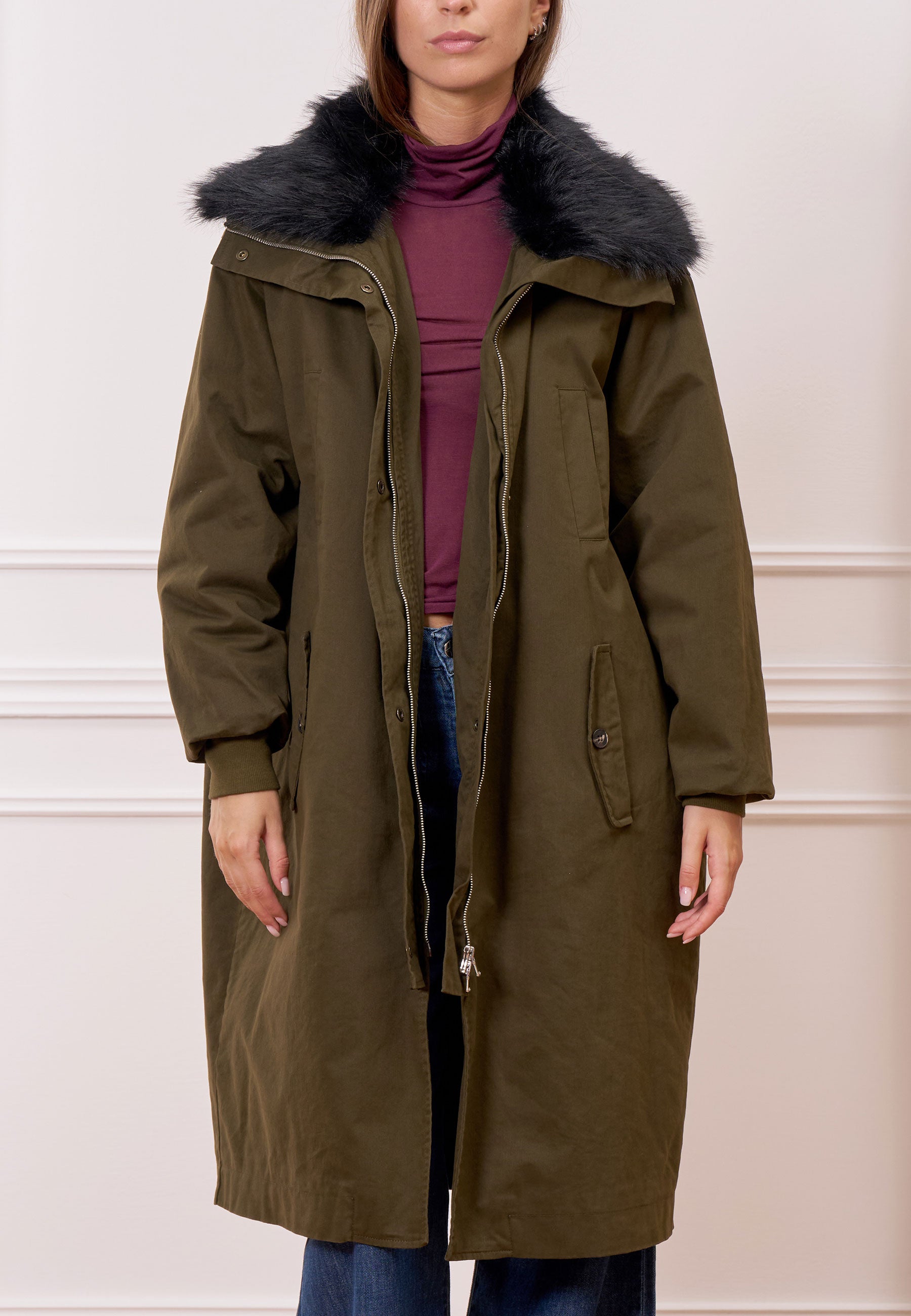 Faux Fur Parka Coat