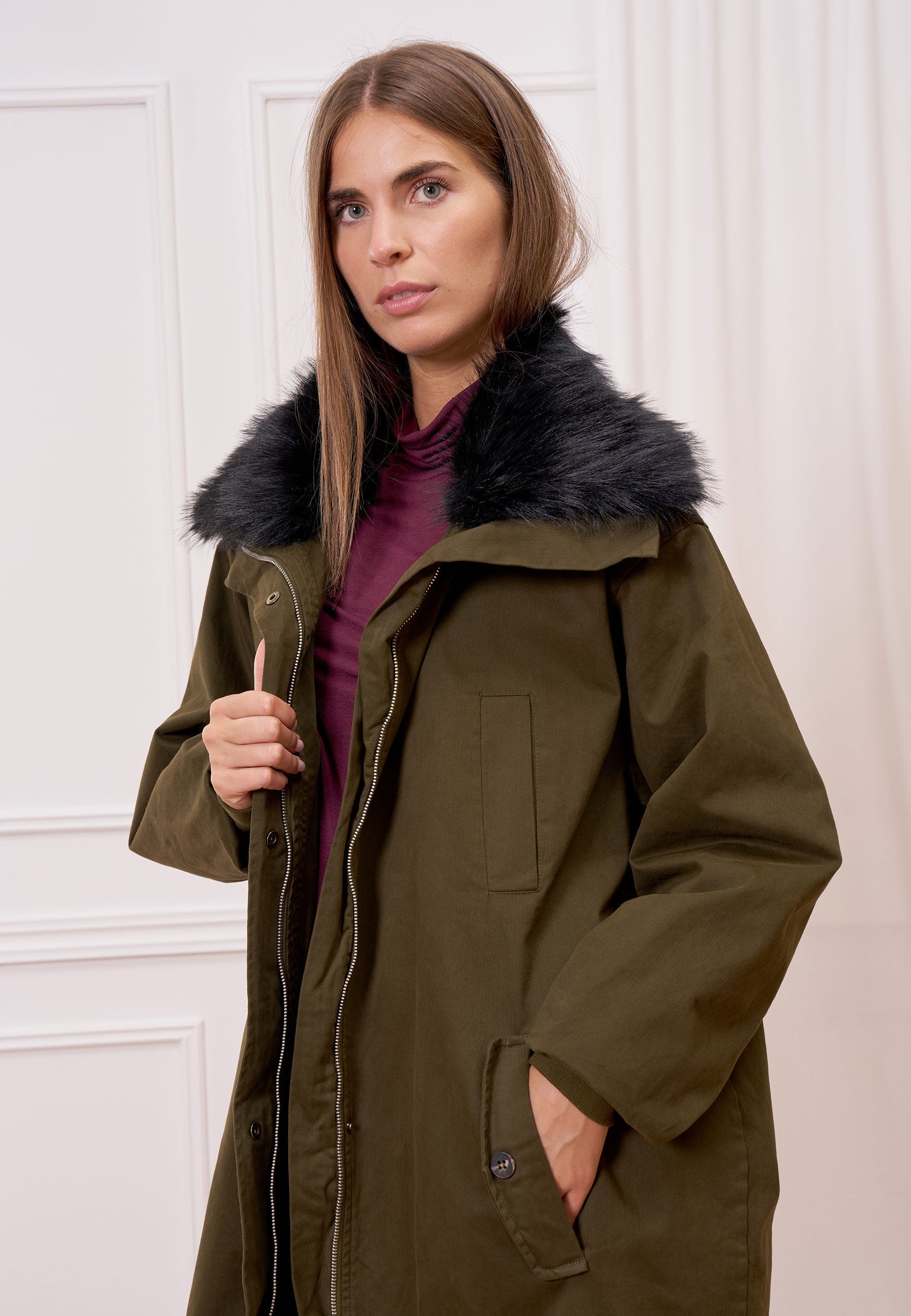 Faux Fur Parka Coat