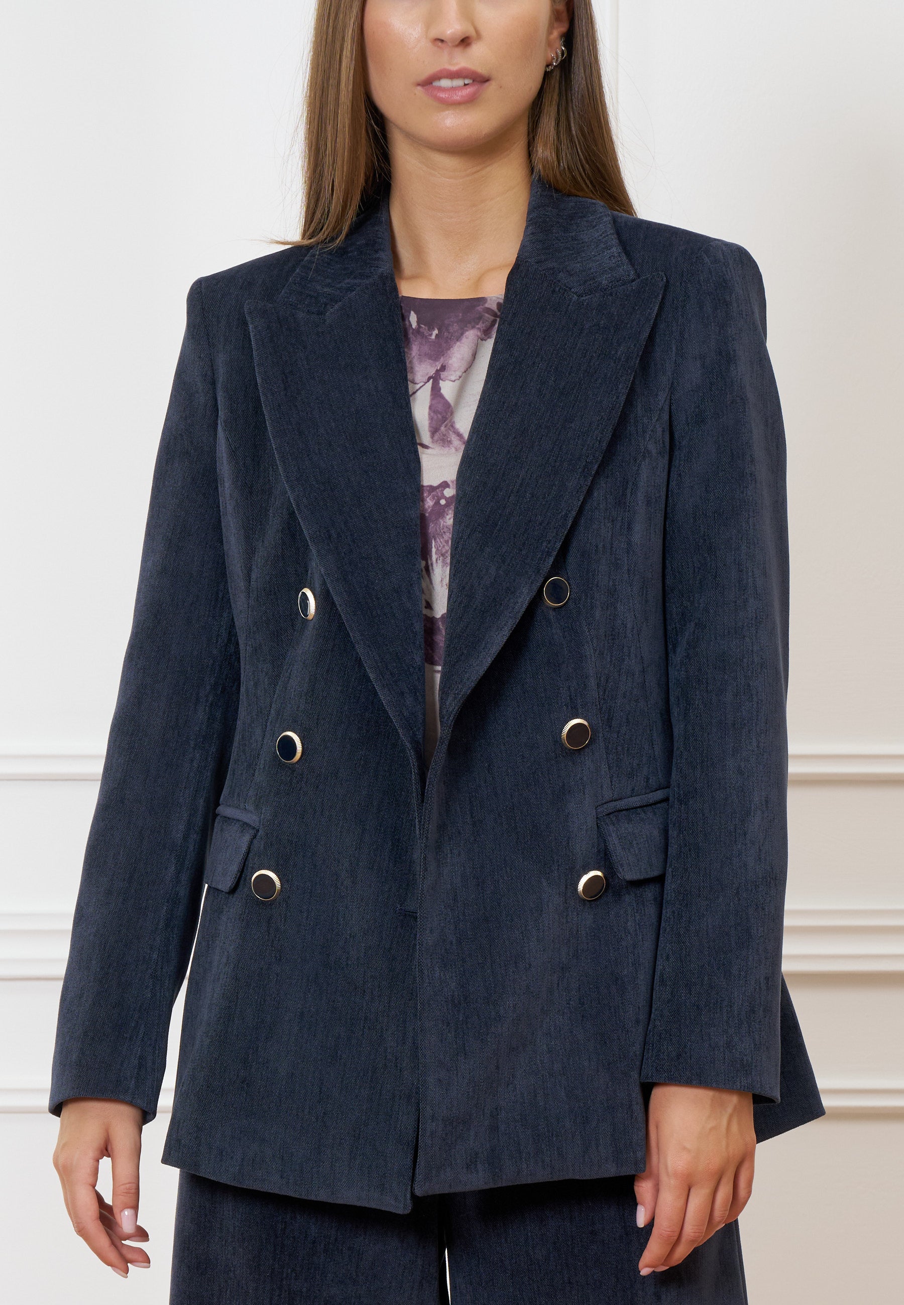 Double-breasted velvet jacket