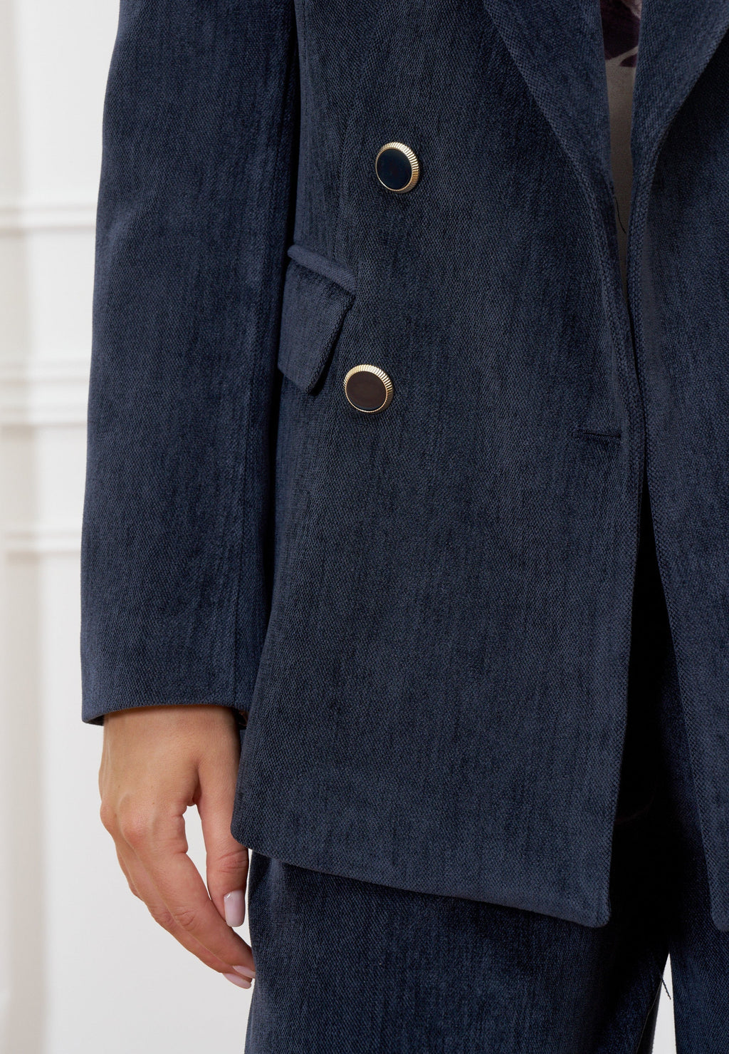 Double-breasted velvet jacket