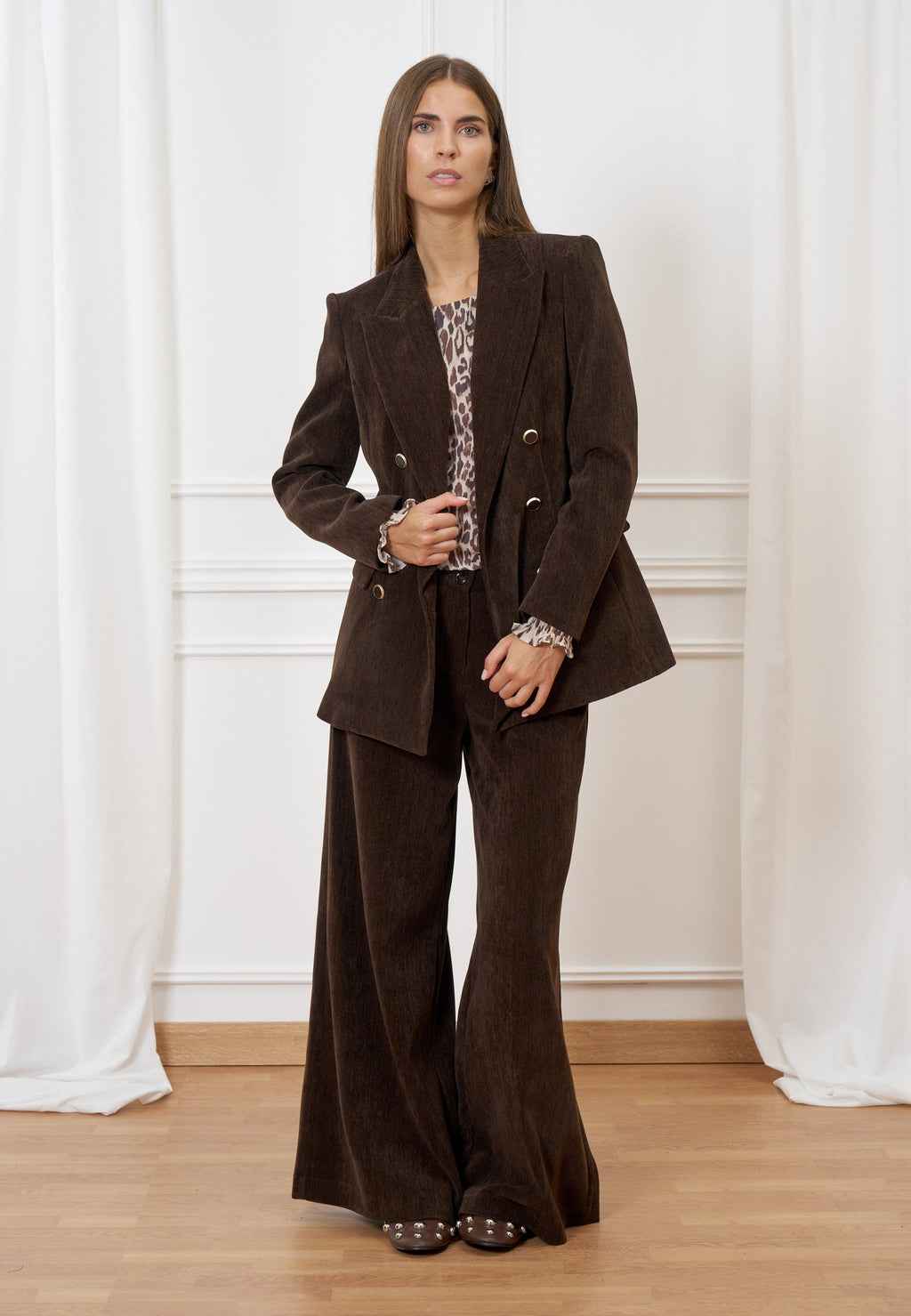 Double-breasted velvet jacket