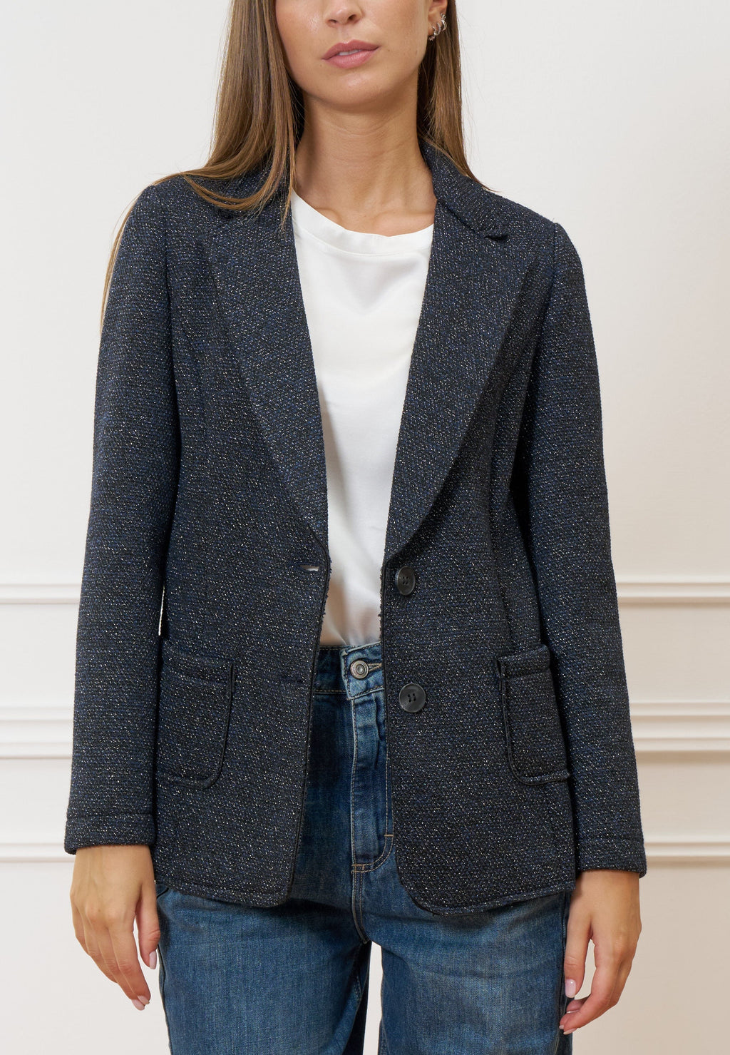 Single-breasted jacket with lurex