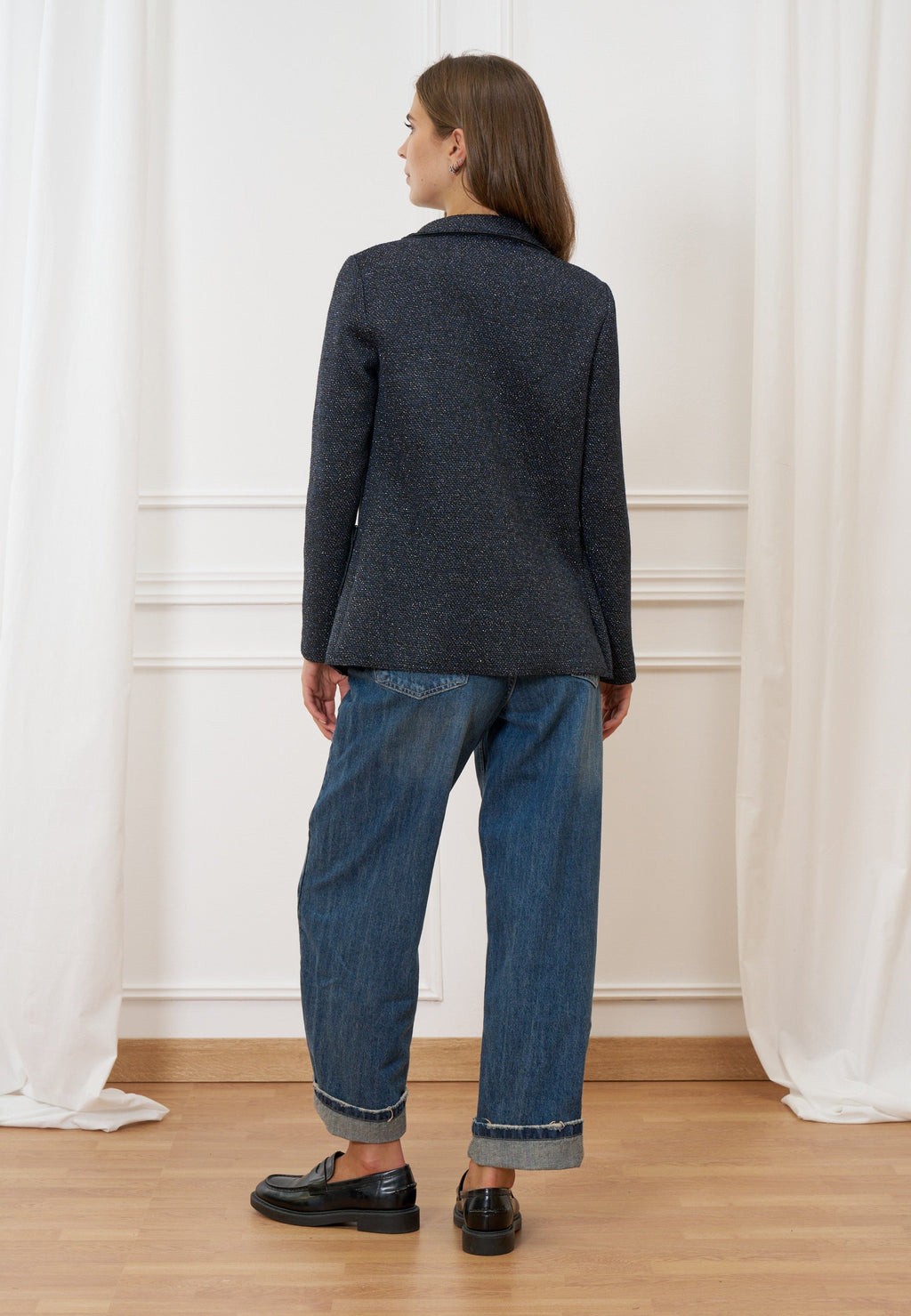 Single-breasted jacket with lurex