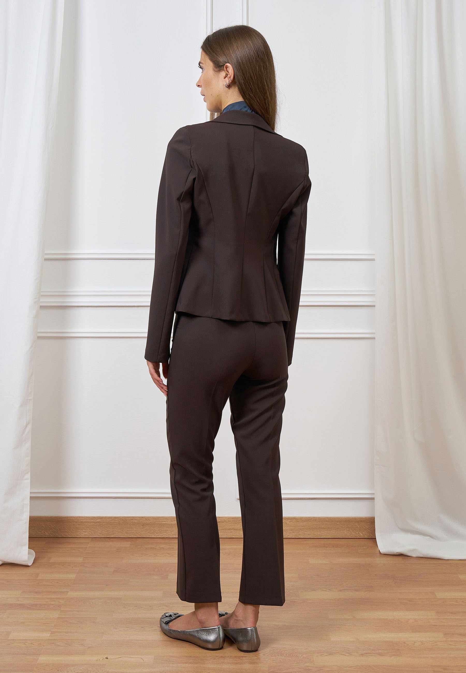 Single-breasted cinched waist jacket