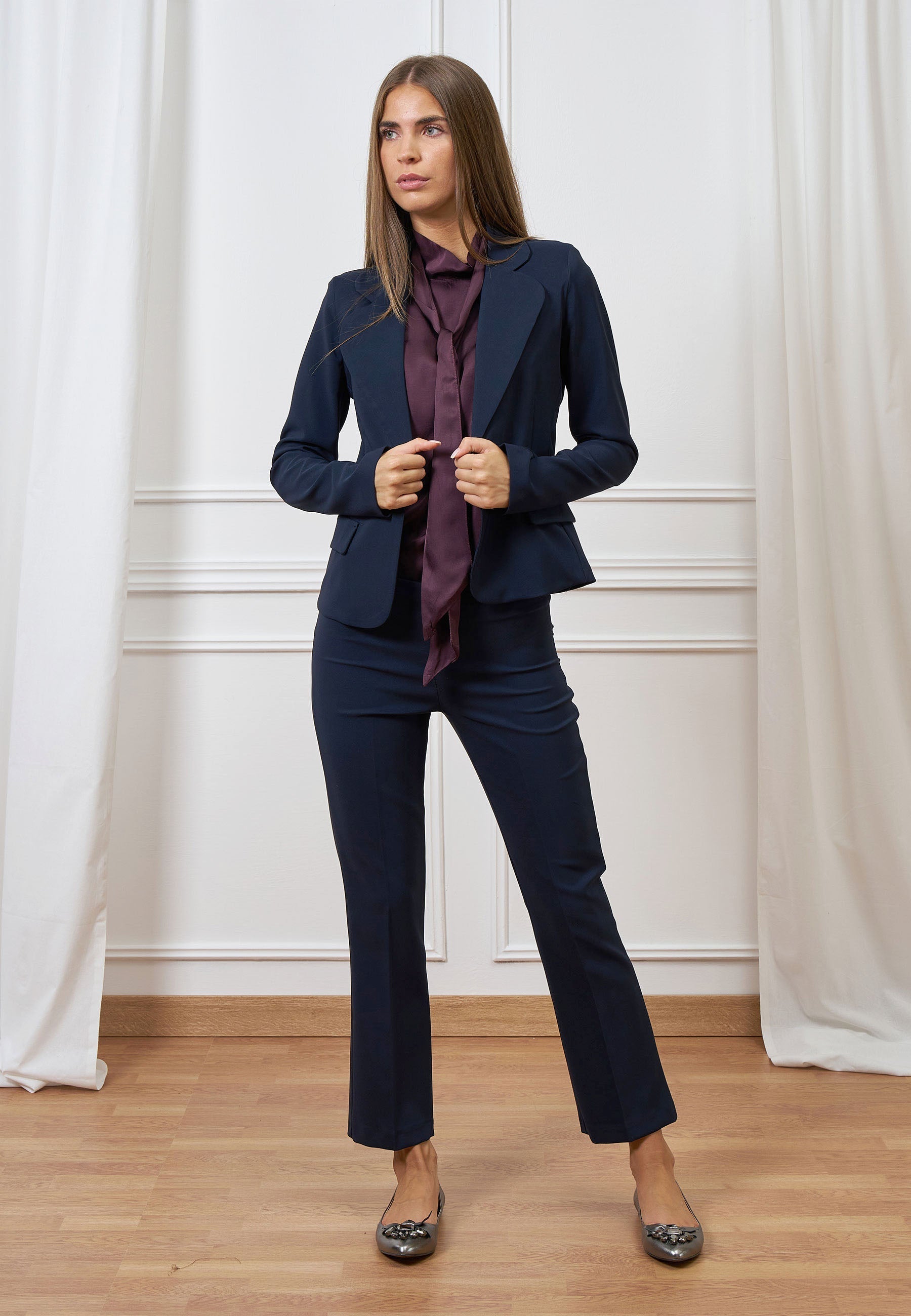 Single-breasted cinched waist jacket