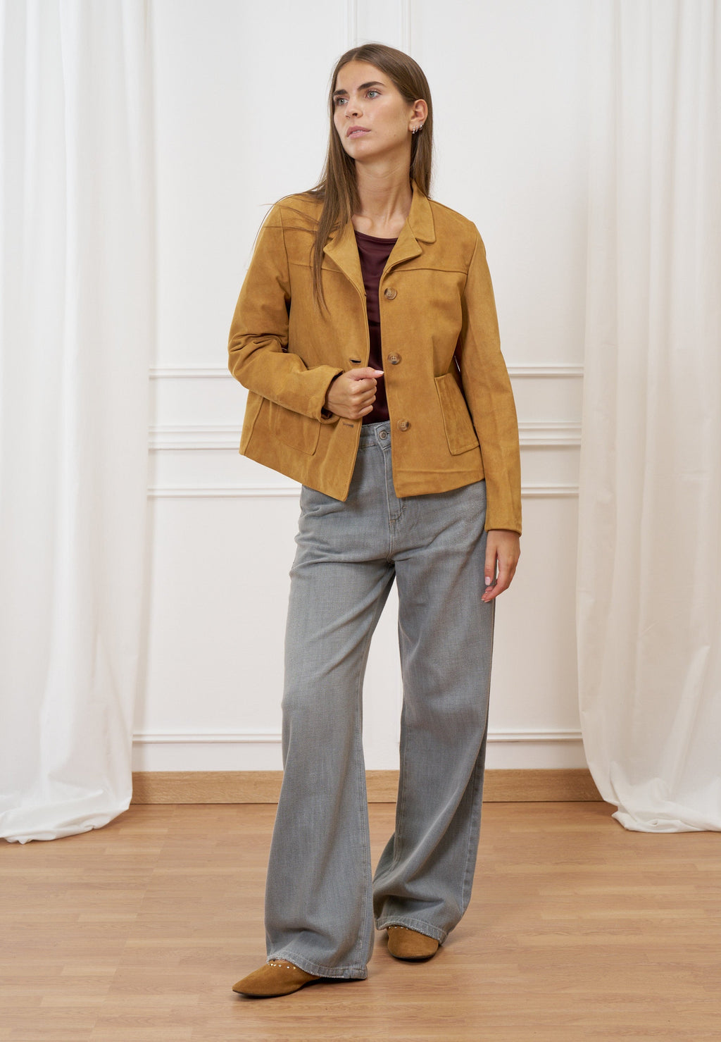 High-waisted palazzo jeans