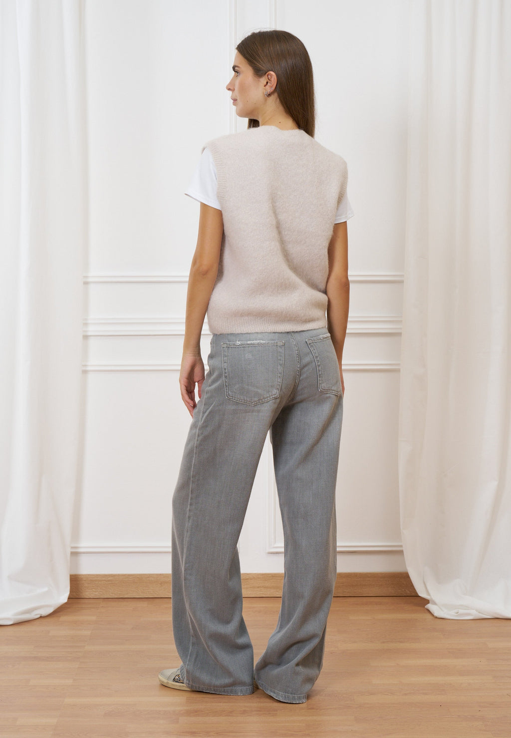 High-waisted palazzo jeans