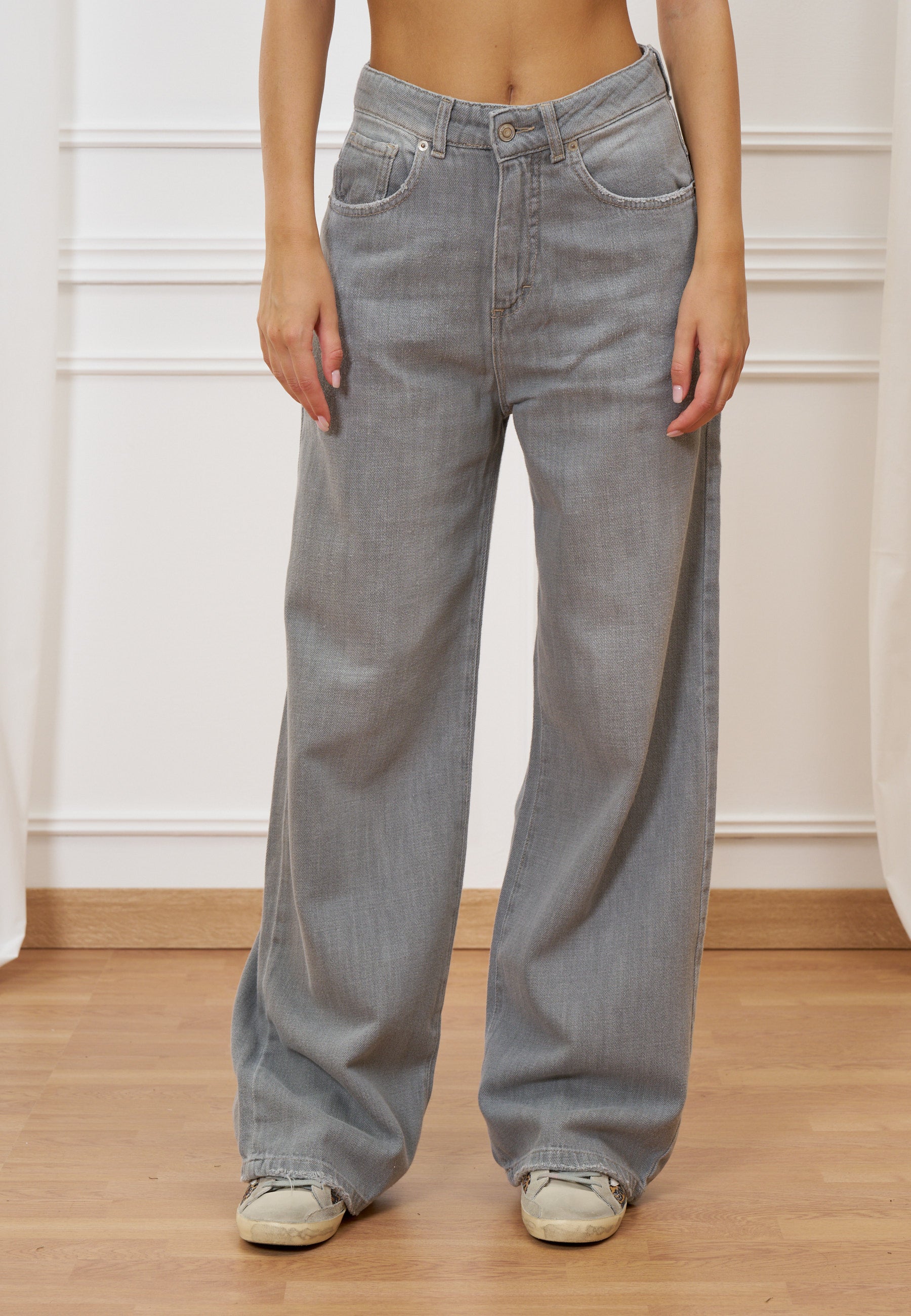 High-waisted palazzo jeans