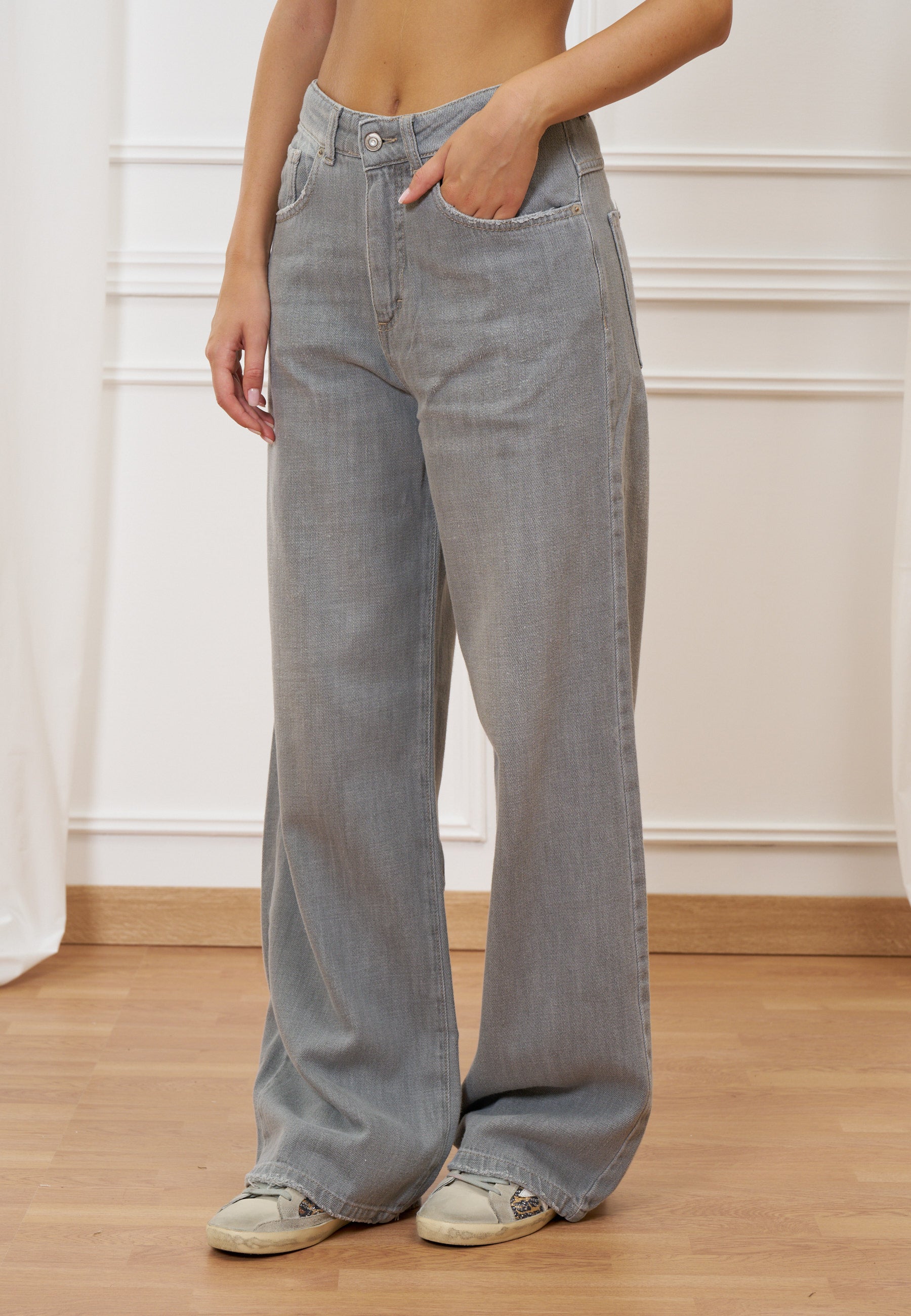 High-waisted palazzo jeans