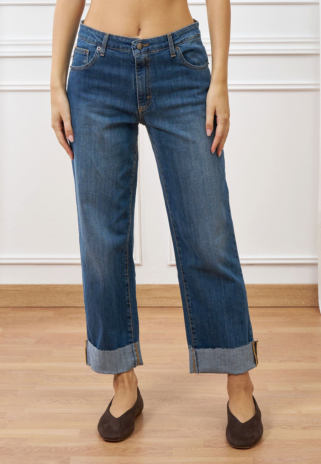 High-Waisted Rolled-Up Jeans