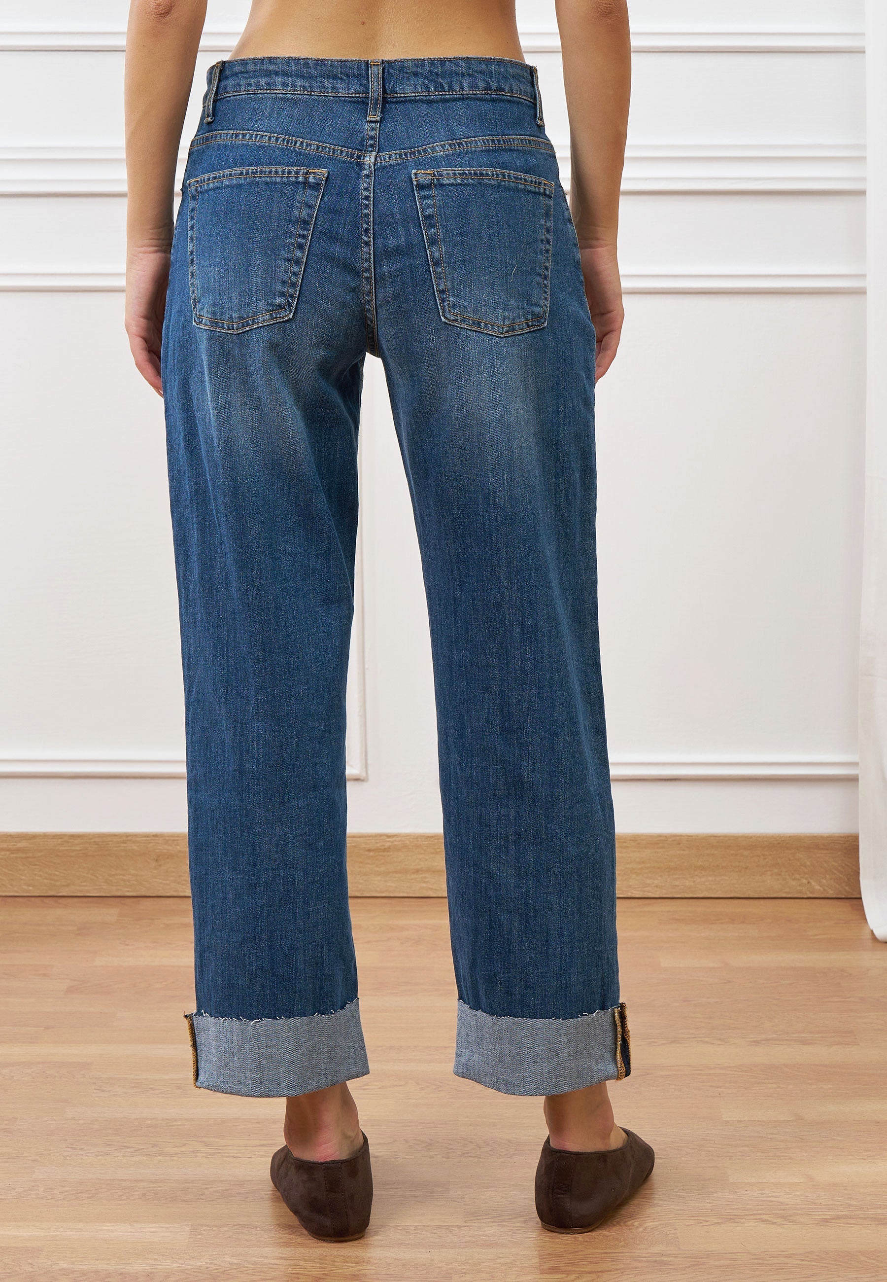 High-Waisted Rolled-Up Jeans