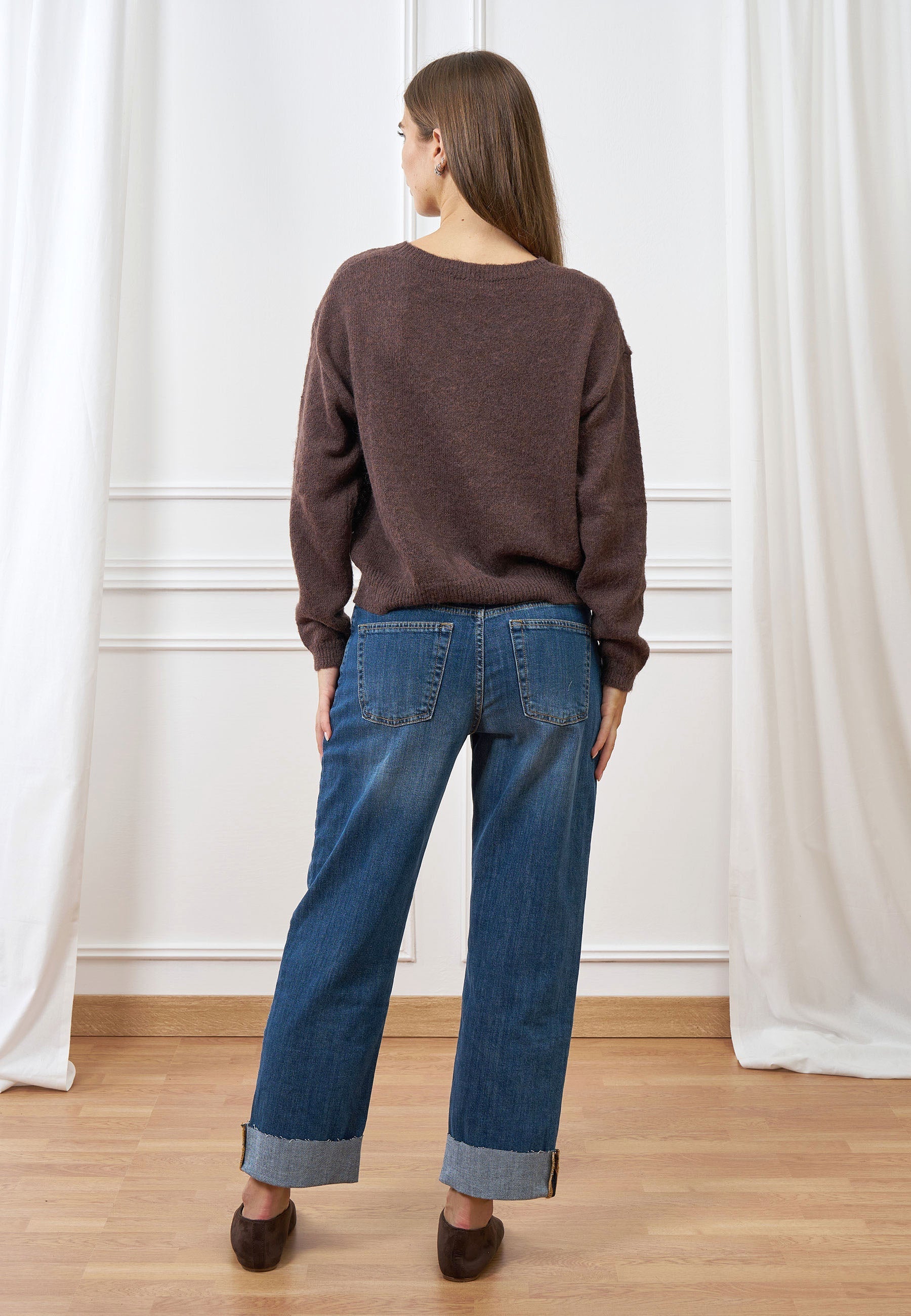 High-Waisted Rolled-Up Jeans