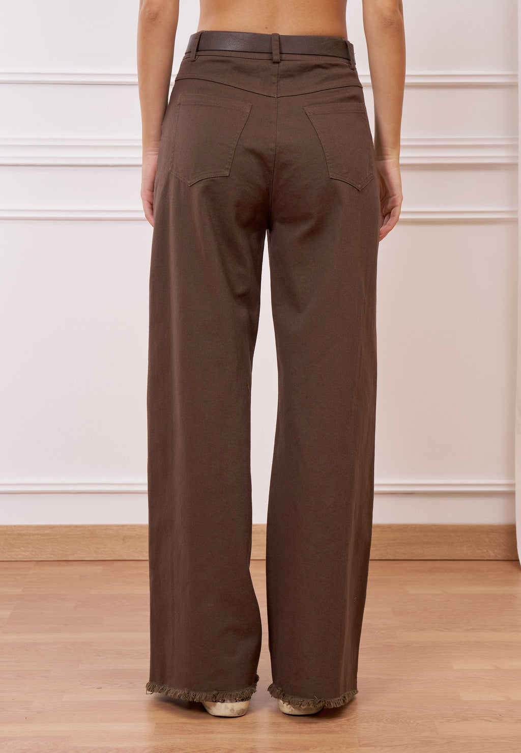 Palazzo pants with frayed hem