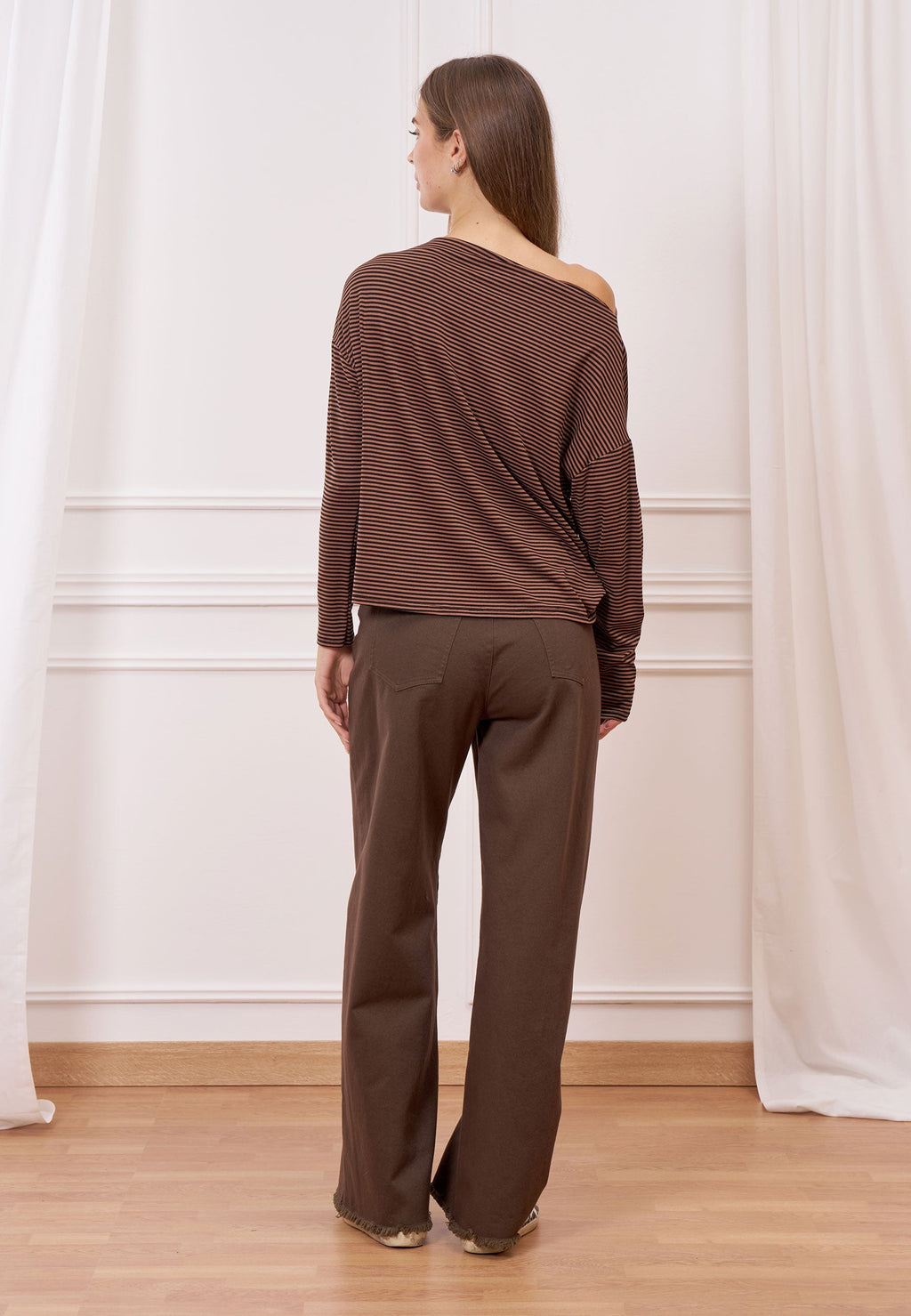 Palazzo pants with frayed hem
