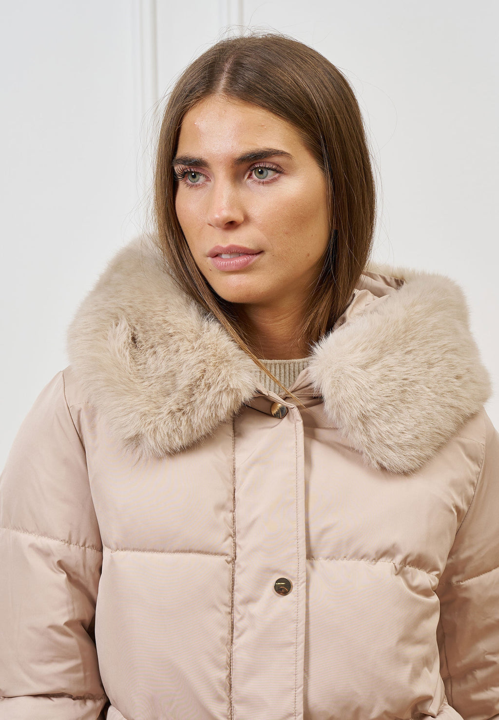 Midi puffer coat with hood