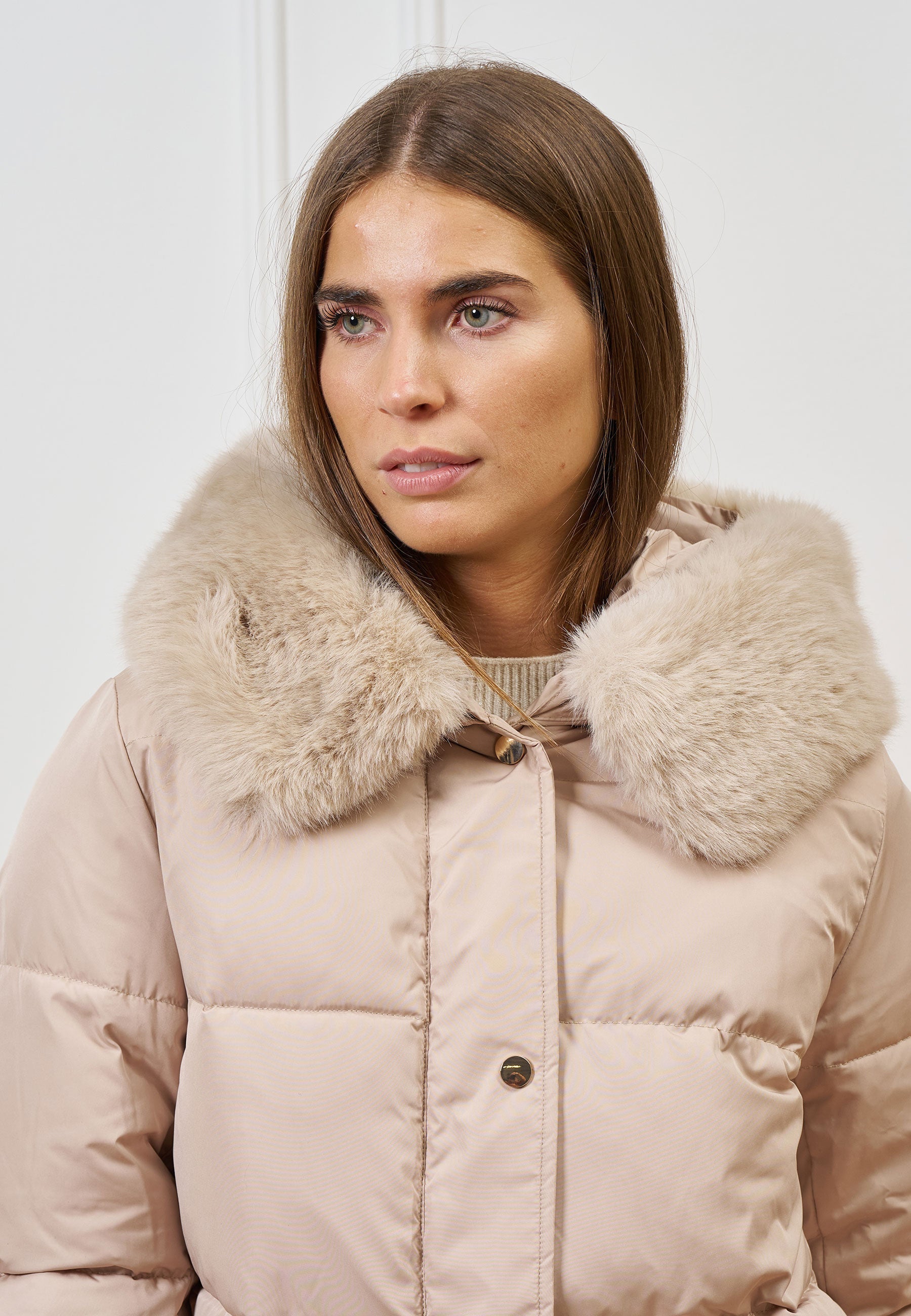 Midi puffer coat with hood