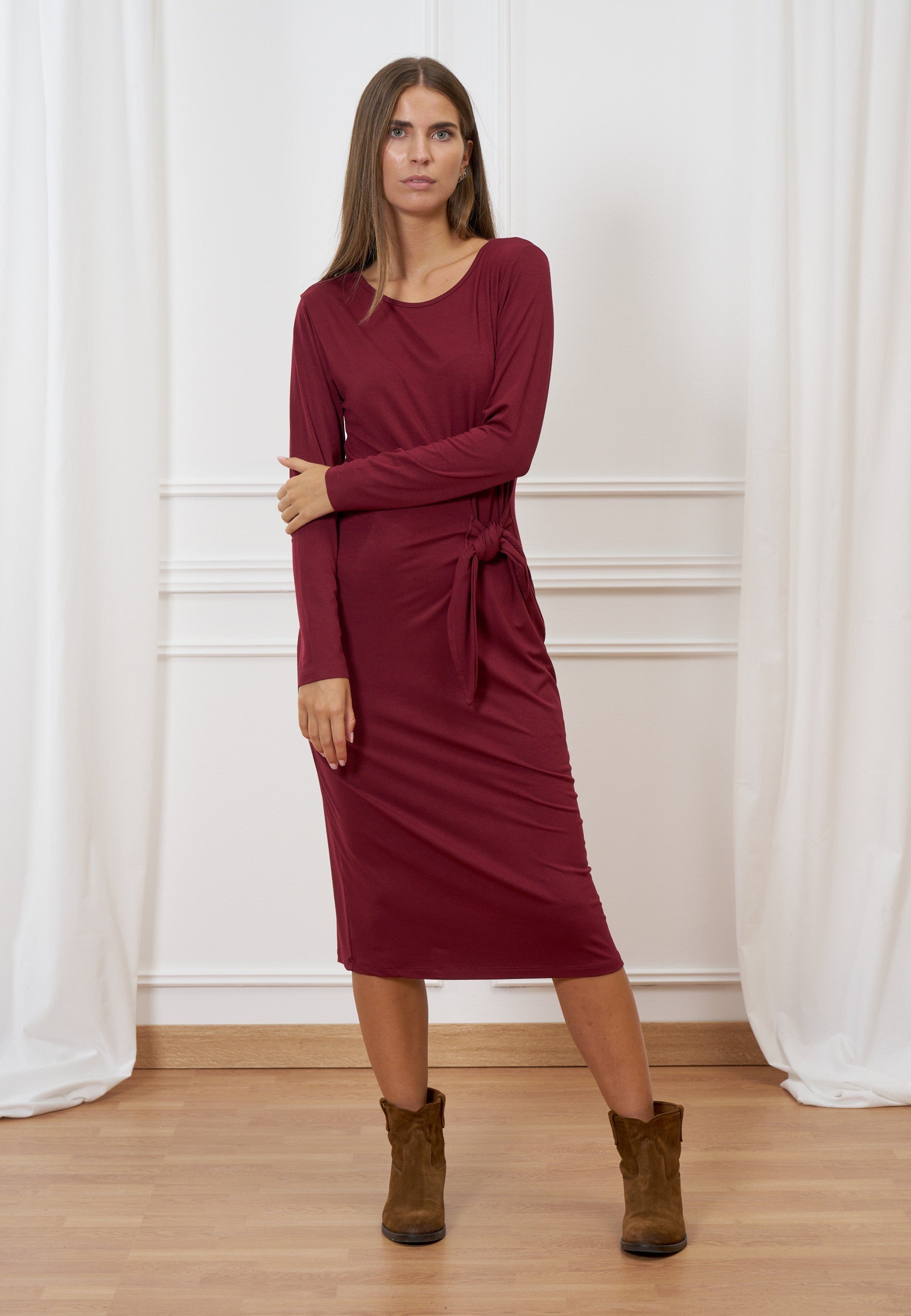 Midi knot waist dress