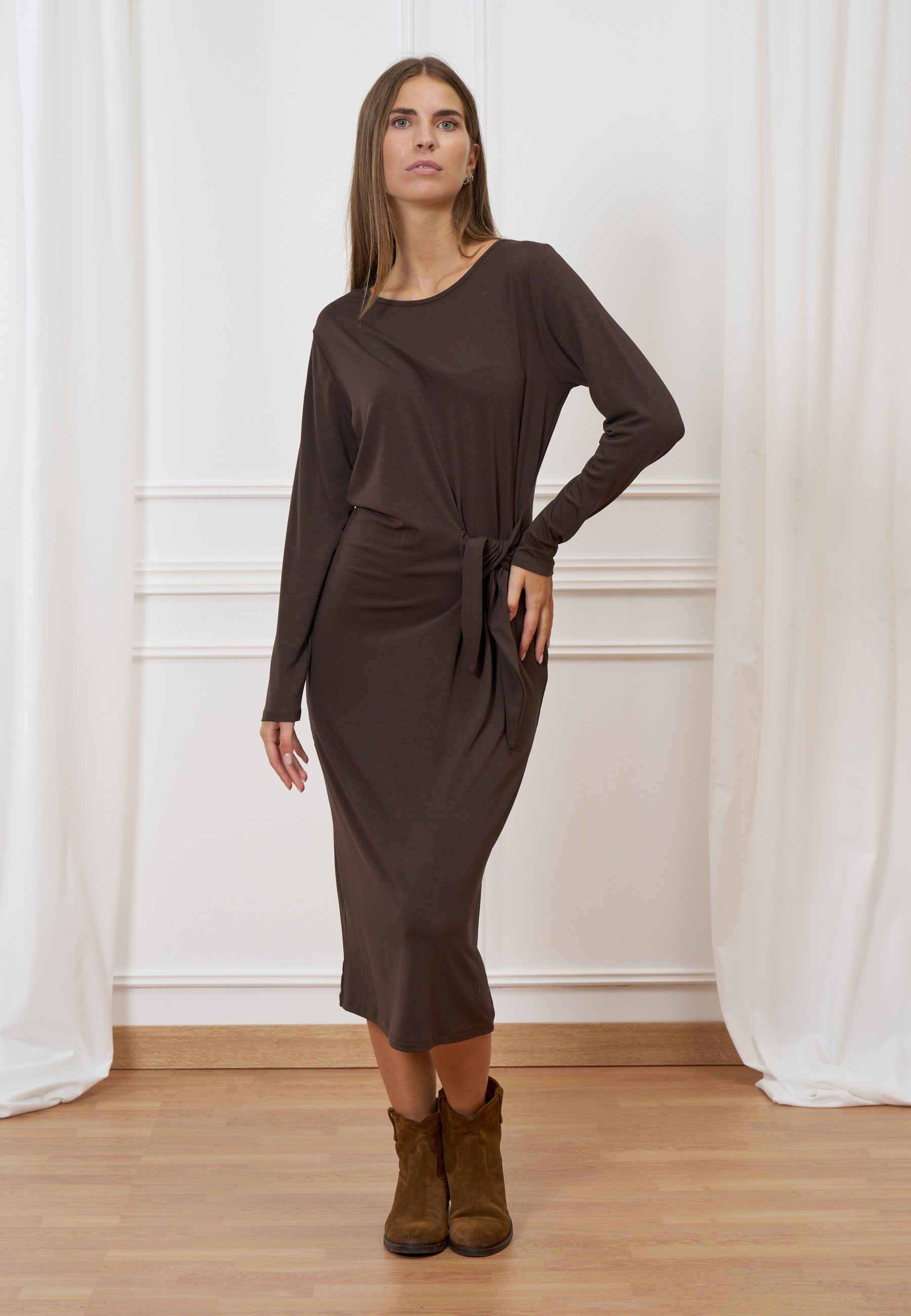 Midi knot waist dress