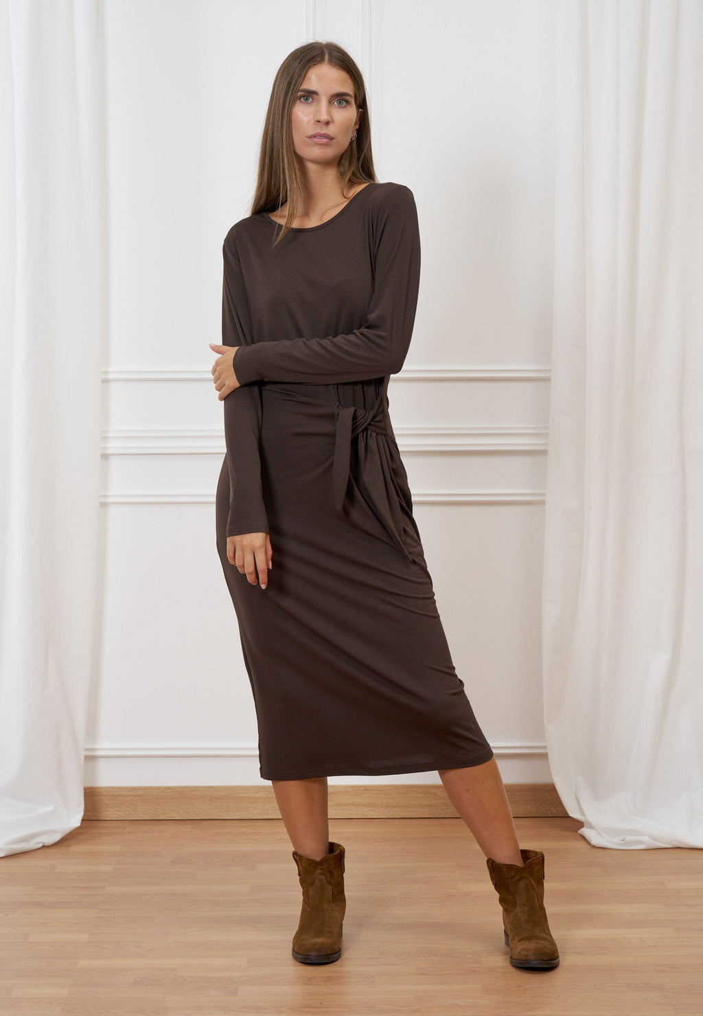 Midi knot waist dress